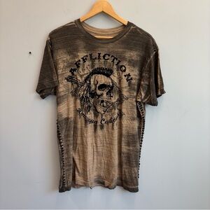 Affliction American Customs War Tribe T-Shirt Skull Large